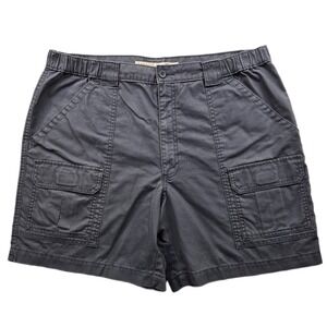 Savane Chino Cargo Shorts Mens 38 Gray Cotton Blend Elastic Waist